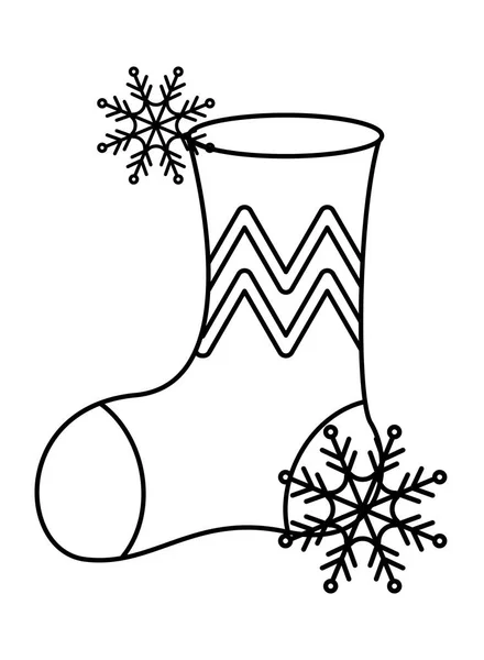 Feliz Navidad calcetín icono decorativo — Vector de stock