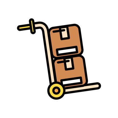 Kutu karton posta servisi olan el arabası