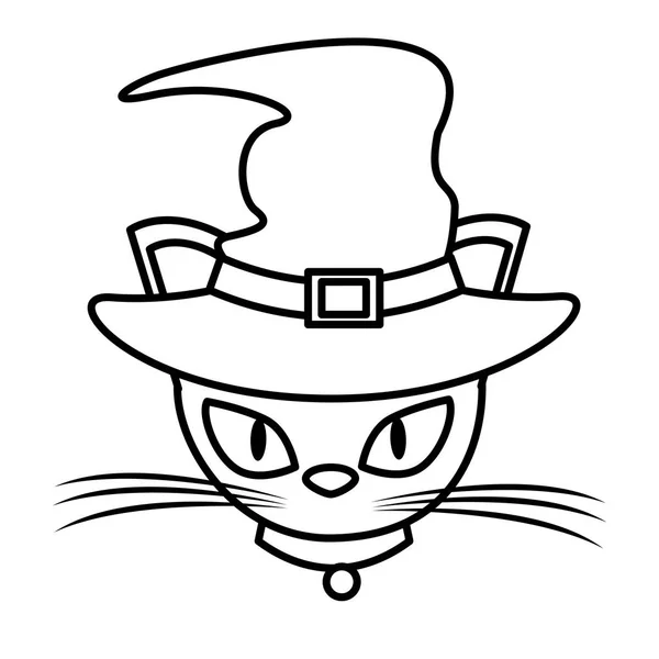 Halloween cat with witch hat accessory — 스톡 벡터