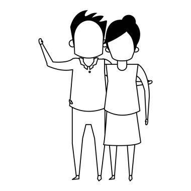 siyah ve beyaz dedesi üst düzey yaşlılar karikatür yüzsüz