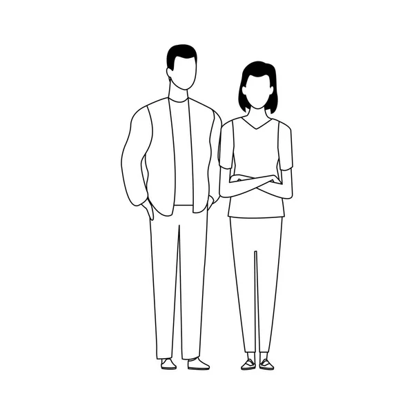 Avatar pareja de pie icono, diseño plano — Archivo Imágenes Vectoriales