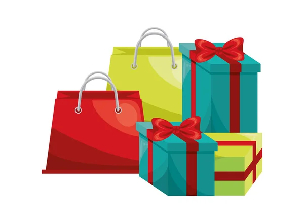 Shopping bags and gifts marketing icon — Stock Vector