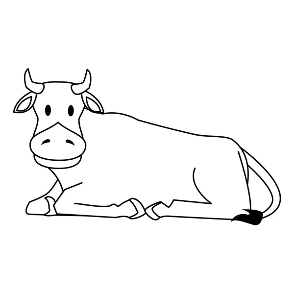 Farm cute mammal animal cartoon in black and white — 스톡 벡터