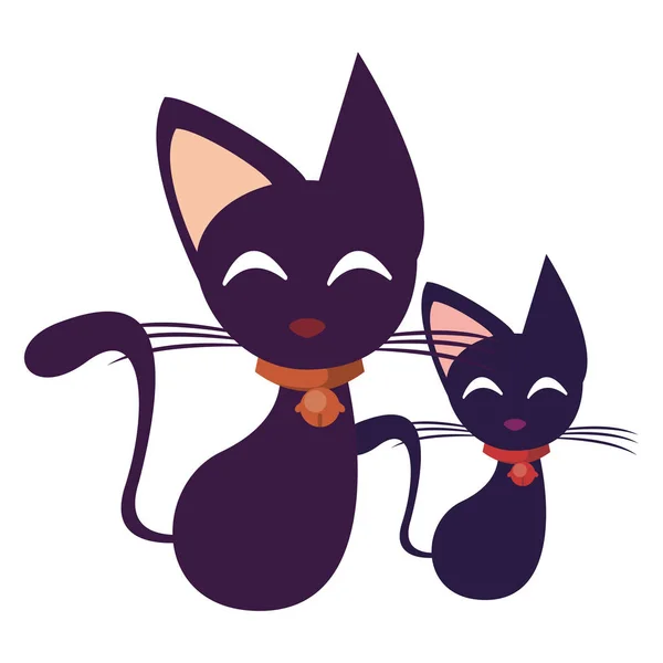 Halloween koty maskotki zwierzęta ikona — Wektor stockowy