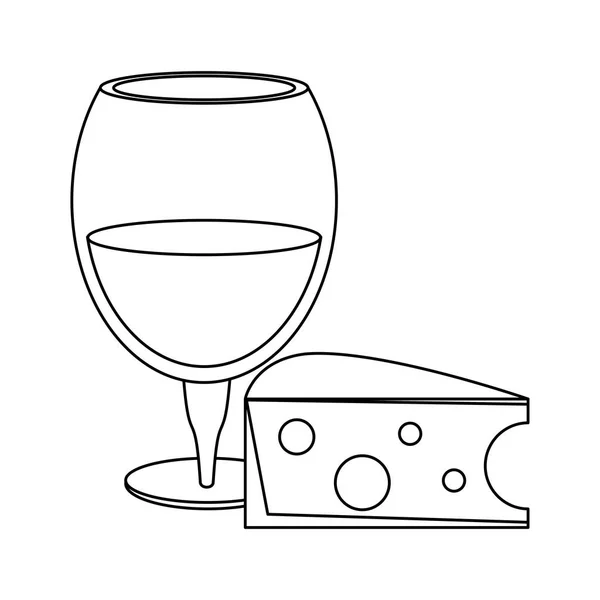 Diseño de copa de vino y queso — Archivo Imágenes Vectoriales