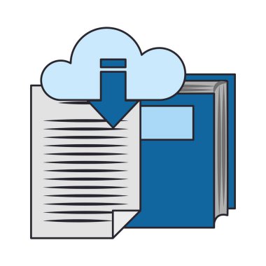 kitap ve bulut depolama simgesi izole