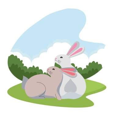 Sevimli iki tavşan hayvanlar karikatürler