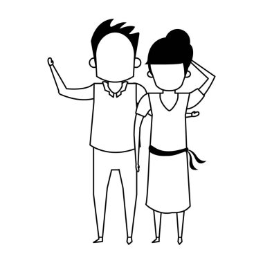 siyah ve beyaz dedesi üst düzey yaşlılar karikatür yüzsüz