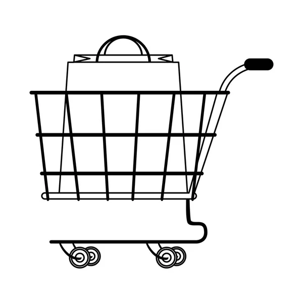 Shopping vendita al dettaglio negozio cartone animato in bianco e nero — Vettoriale Stock