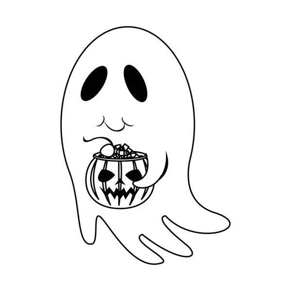 Halloween octubre temible celebración de dibujos animados en blanco y negro — Vector de stock