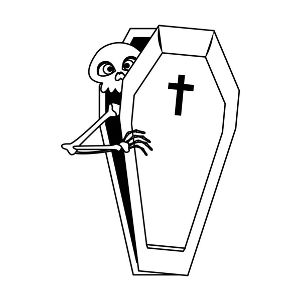 棺材里的骷髅 — 图库矢量图片