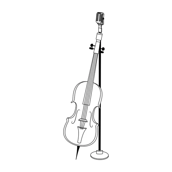 Instrumentos clásicos, micrófono e icono de violonchelo imagen — Vector de stock