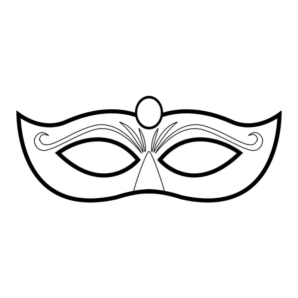 Ikona maski Mardi gras na białym tle, wzór czarno-biały — Wektor stockowy