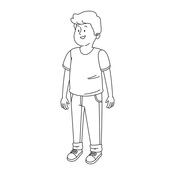 Genç çocuk ayakta ikon, düz tasarım — Stok Vektör