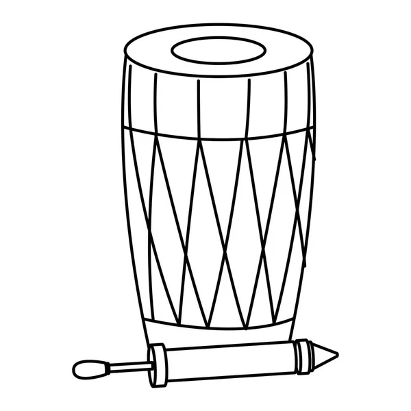 Drum mridangam icon cartoon isolated in black and white — Stock Vector