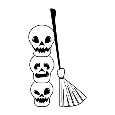 siyah beyaz cadılar bayramı ekim korkutucu kutlama karikatür