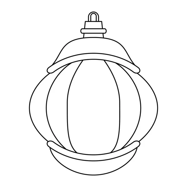 Lantaarn decoratie Festival lamp cartoon in zwart-wit — Stockvector