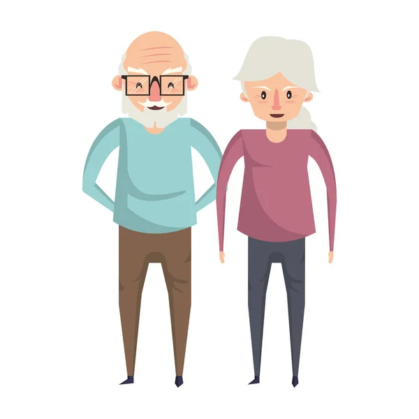 Abuelos ancianos ancianos dibujos animados — Vector de stock