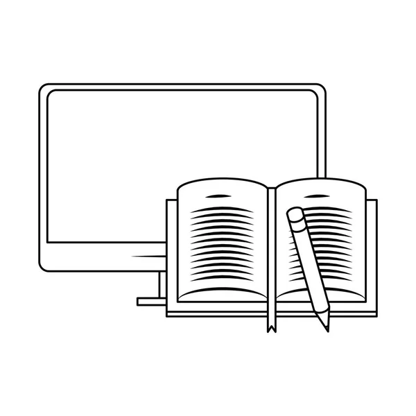 Libro y diseño de computadora — Vector de stock