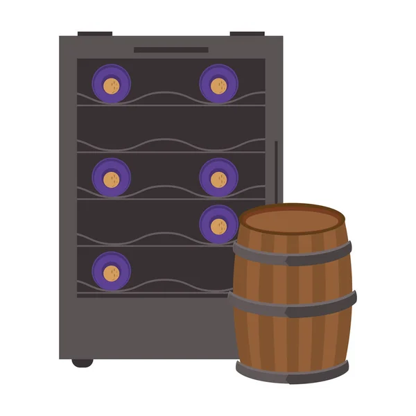 Wijnkoeler en houten tonicoon — Stockvector