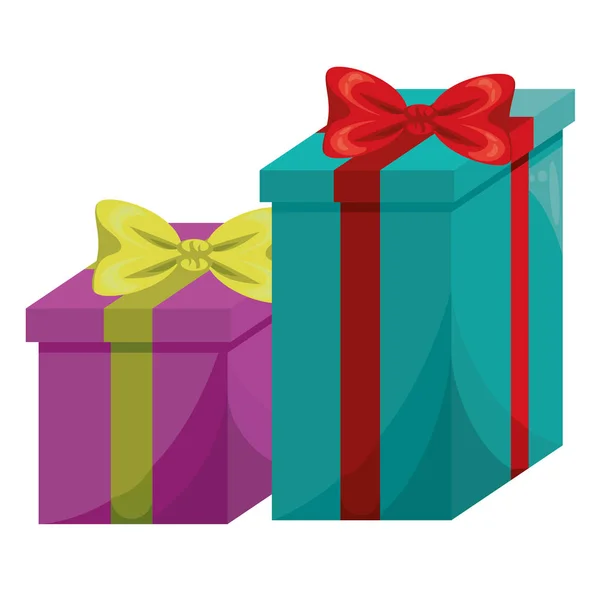 Geschenkboxen mit Schleifen-Ikonen — Stockvektor