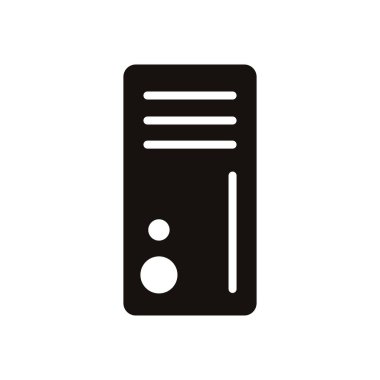 Bilgisayar masaüstü kulesi izole edilmiş simgesi