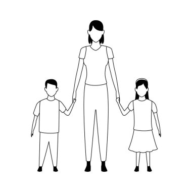 Avatar anne ve küçük kızı ve oğlu.