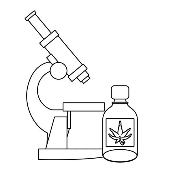 Marihuana martihuana sativa caricatura de cáñamo en blanco y negro — Vector de stock