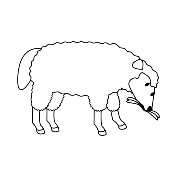 Gospodarstwo słodkie ssak zwierzę kreskówki w czerni i bieli — Wektor stockowy