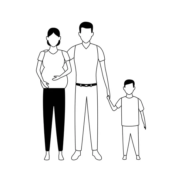 Avatar femme enceinte et design familial — Image vectorielle