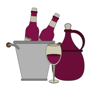 Şarap şişeleri ve buz kovası tasarımı