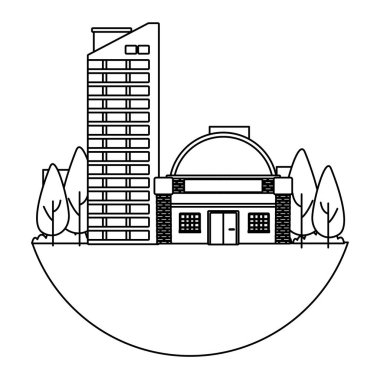 Kentsel binalar ve şehir mimarisi siyah beyaz