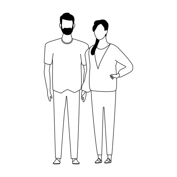 Avatar pareja joven icono, diseño plano — Vector de stock
