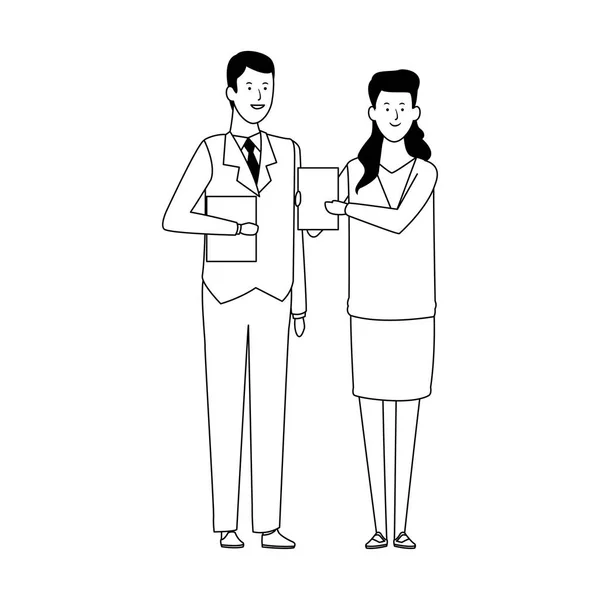 Cartoon business man and woman standing, flat design — 스톡 벡터