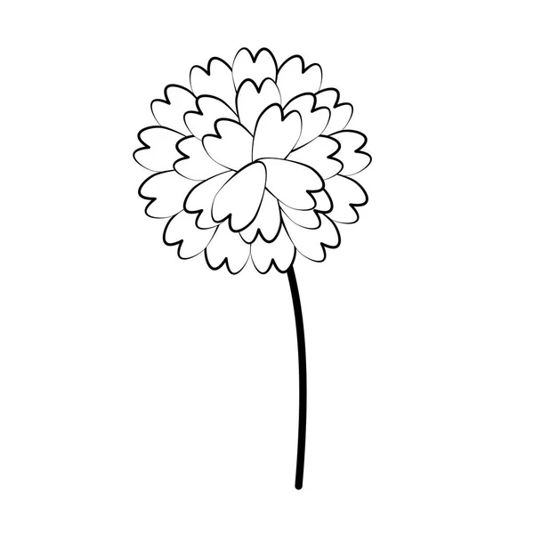 Fleur nature décoration florale dessin animé en noir et blanc — Image vectorielle