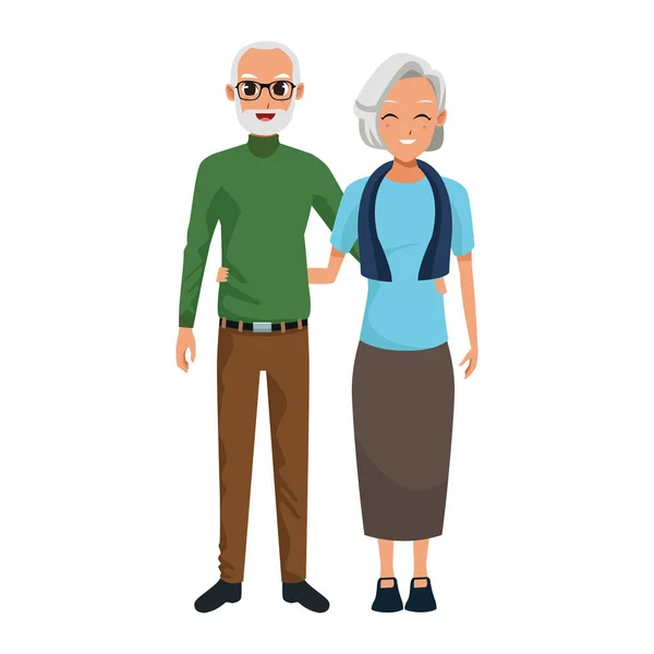 Viejo hombre y mujer de pie icono — Vector de stock