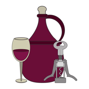 Tirbuşon ve şarap tasarımı.