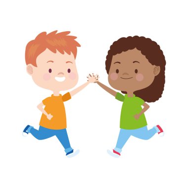 Mutlu kız ve oğlan ikon oynuyor