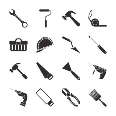 bundle of construction tools set icons