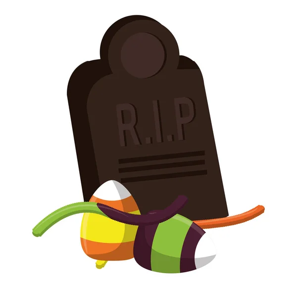 Halloween bonbons sucrés oeufs et cimetière — Image vectorielle