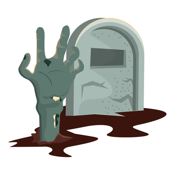 Halloween temető temető zombi kézzel — Stock Vector