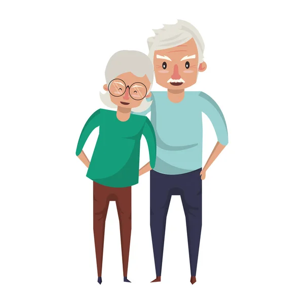 Abuelos ancianos ancianos dibujos animados — Vector de stock