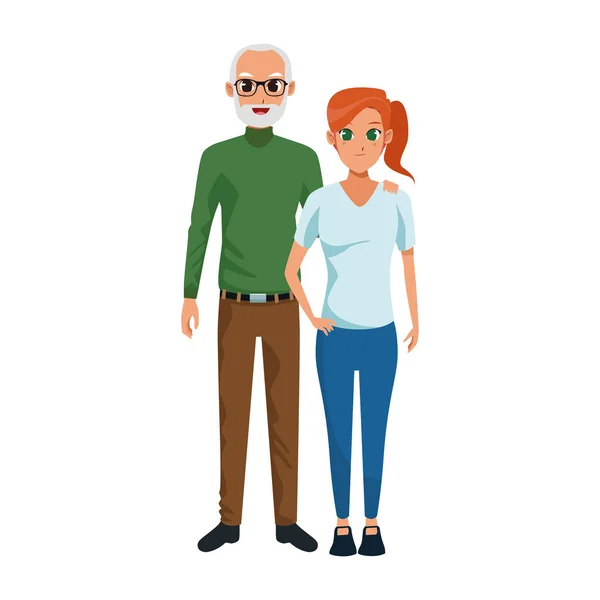 Šťastný pár spolu ikona, barevný plochý design — Stockový vektor