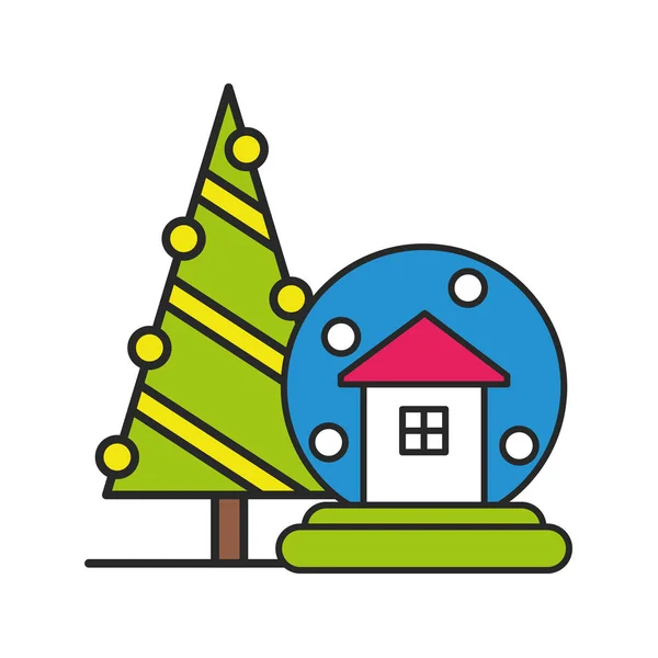 Feliz árbol de pino de Navidad icono — Archivo Imágenes Vectoriales