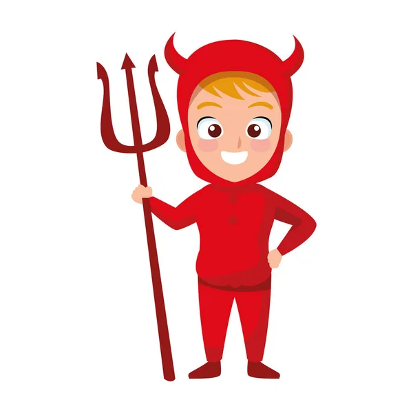 Маленький мальчик в костюме дьявола — стоковый вектор