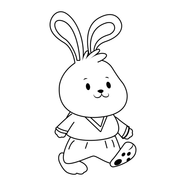Cartoon Rabbit icona a piedi, design piatto — Vettoriale Stock