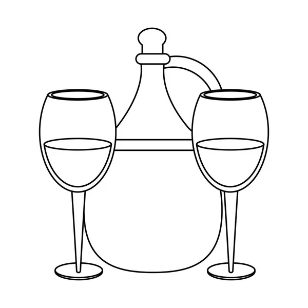 Jug of wine and wineglass icon image, flat design — ストックベクタ