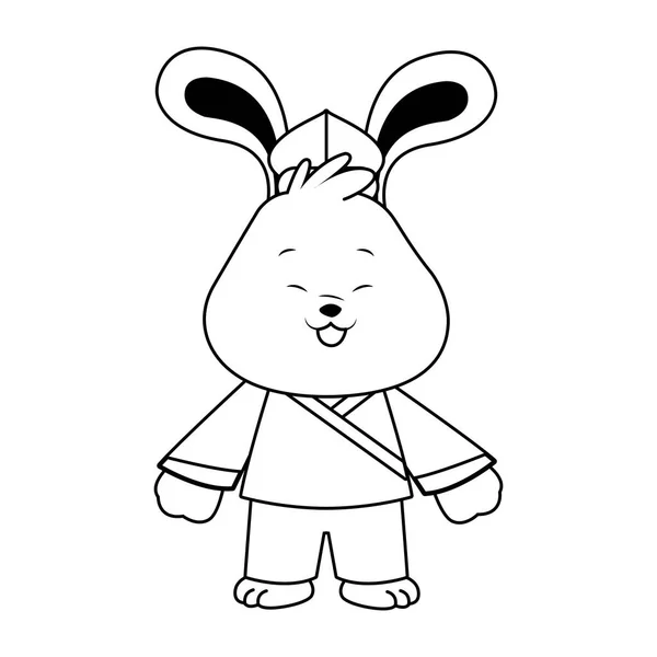 Conejo de dibujos animados con icono de sombrero, diseño plano — Archivo Imágenes Vectoriales