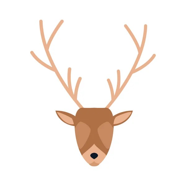 Boynuzlu geyik kafası simgesi, düz tasarım. — Stok Vektör