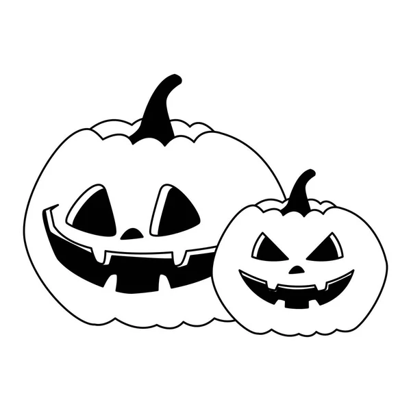 Abóboras halloween com ícones rostos —  Vetores de Stock